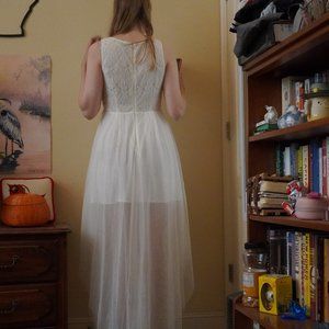 White Lace High Low Dress Semi-formal Bridal Reception Photoshoot